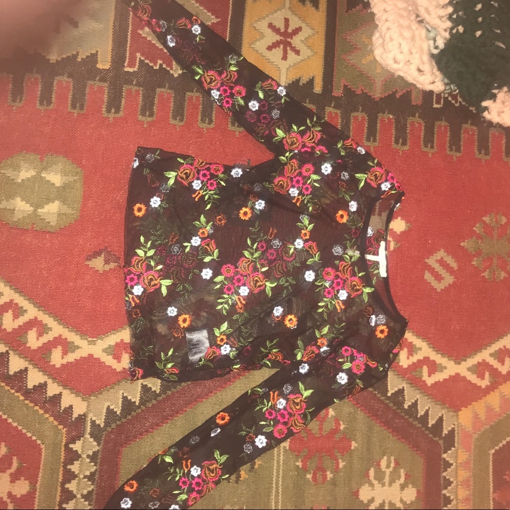 sheer floral crop top